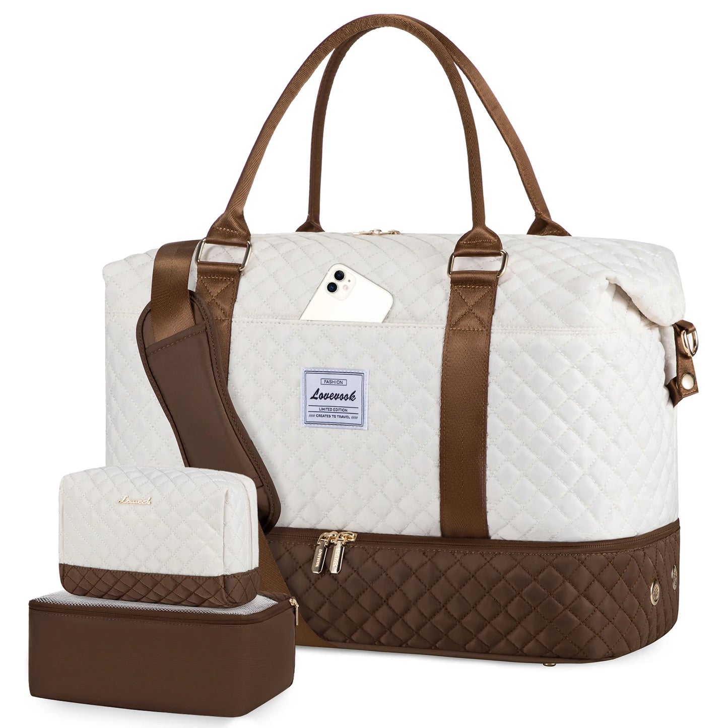 LOVEVOOK Designer Custom Quilted Travelling Carry on Duffle Bag Ladies Duffel Gym Sports Luggage Travel Bags for Women Teens