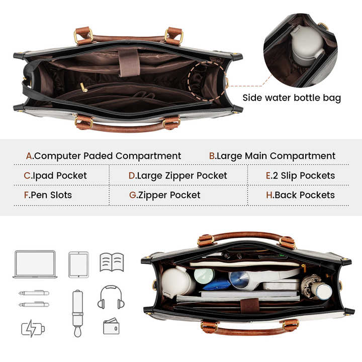 LOVEVOOK Vintage Leather Laptop Tote – 15.6" | Elegance on the Go