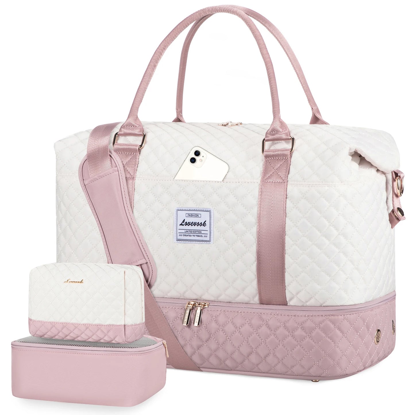 LOVEVOOK Designer Custom Quilted Travelling Carry on Duffle Bag Ladies Duffel Gym Sports Luggage Travel Bags for Women Teens