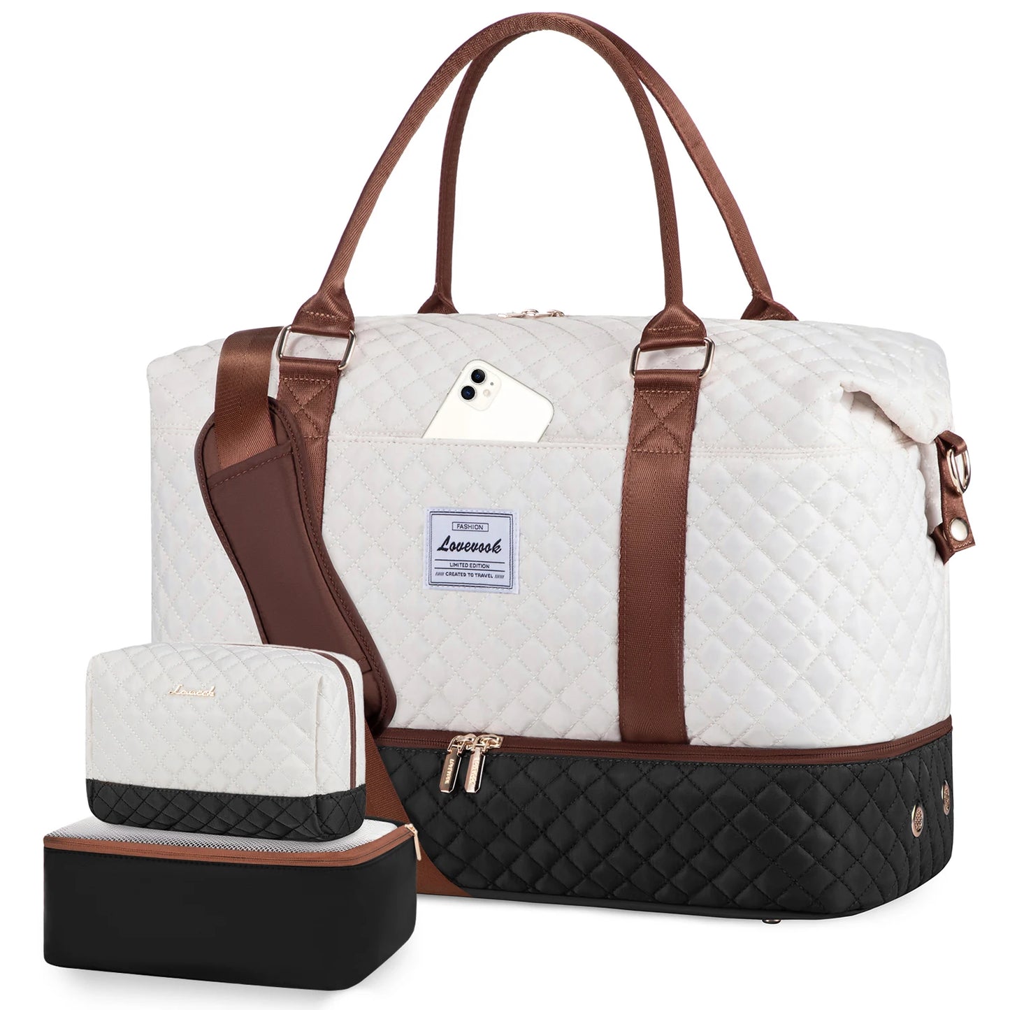 LOVEVOOK Designer Custom Quilted Travelling Carry on Duffle Bag Ladies Duffel Gym Sports Luggage Travel Bags for Women Teens
