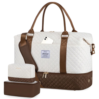 LOVEVOOK Designer Custom Quilted Travelling Carry on Duffle Bag Ladies Duffel Gym Sports Luggage Travel Bags for Women Teens