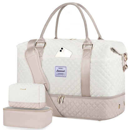 LOVEVOOK Designer Custom Quilted Travelling Carry on Duffle Bag Ladies Duffel Gym Sports Luggage Travel Bags for Women Teens