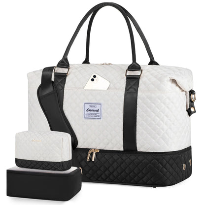 LOVEVOOK Designer Custom Quilted Travelling Carry on Duffle Bag Ladies Duffel Gym Sports Luggage Travel Bags for Women Teens