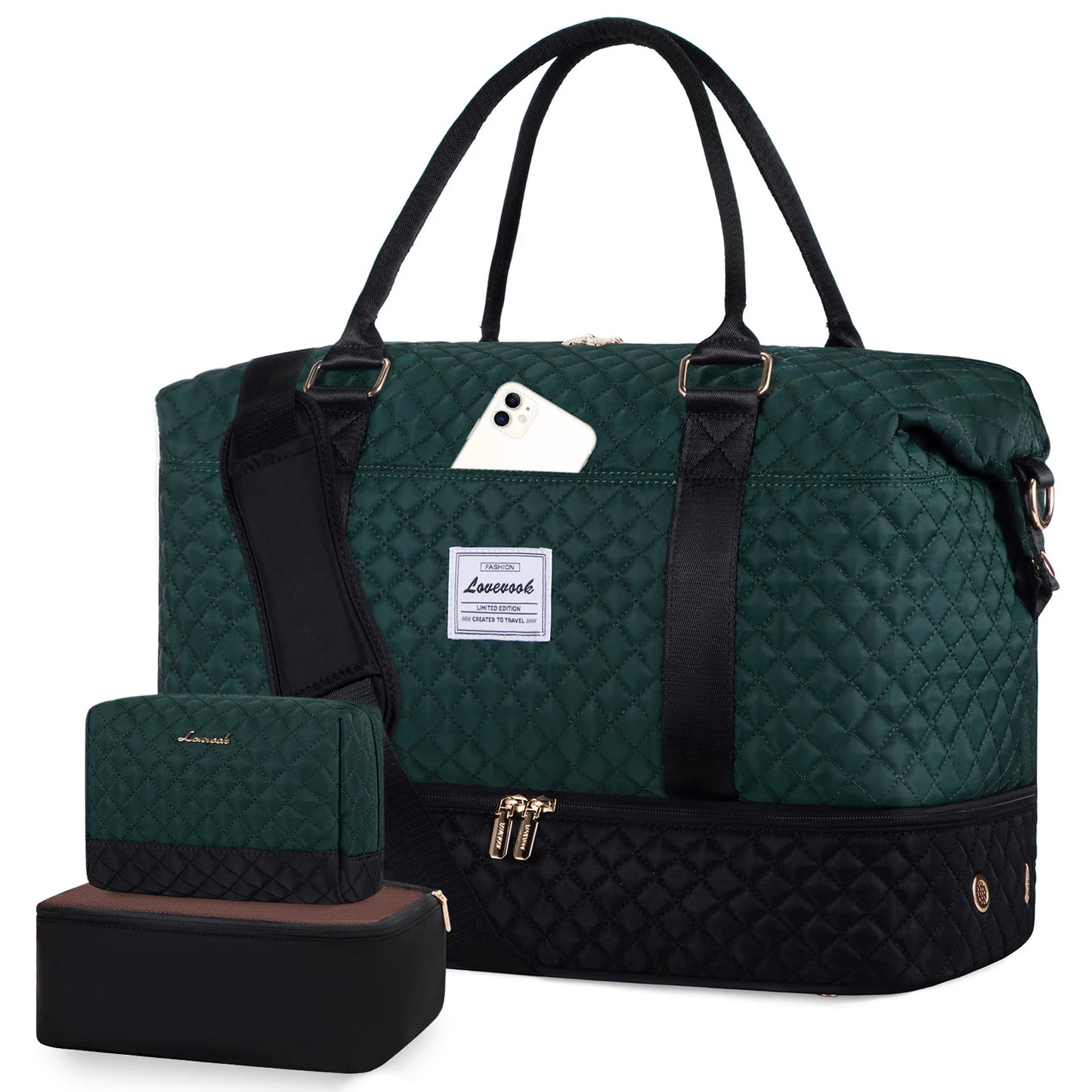 LOVEVOOK Designer Custom Quilted Travelling Carry on Duffle Bag Ladies Duffel Gym Sports Luggage Travel Bags for Women Teens