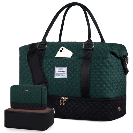 LOVEVOOK Designer Custom Quilted Travelling Carry on Duffle Bag Ladies Duffel Gym Sports Luggage Travel Bags for Women Teens