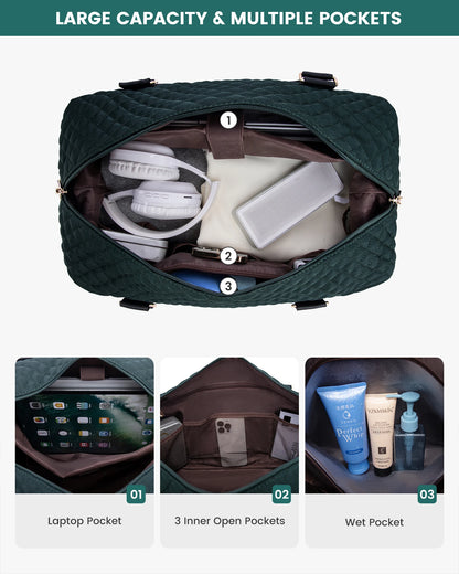 LOVEVOOK Designer Custom Quilted Travelling Carry on Duffle Bag Ladies Duffel Gym Sports Luggage Travel Bags for Women Teens