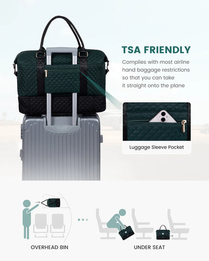 LOVEVOOK Designer Custom Quilted Travelling Carry on Duffle Bag Ladies Duffel Gym Sports Luggage Travel Bags for Women Teens