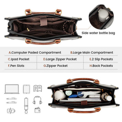 LOVEVOOK Vintage Leather Laptop Tote – 15.6" | Elegance on the Go