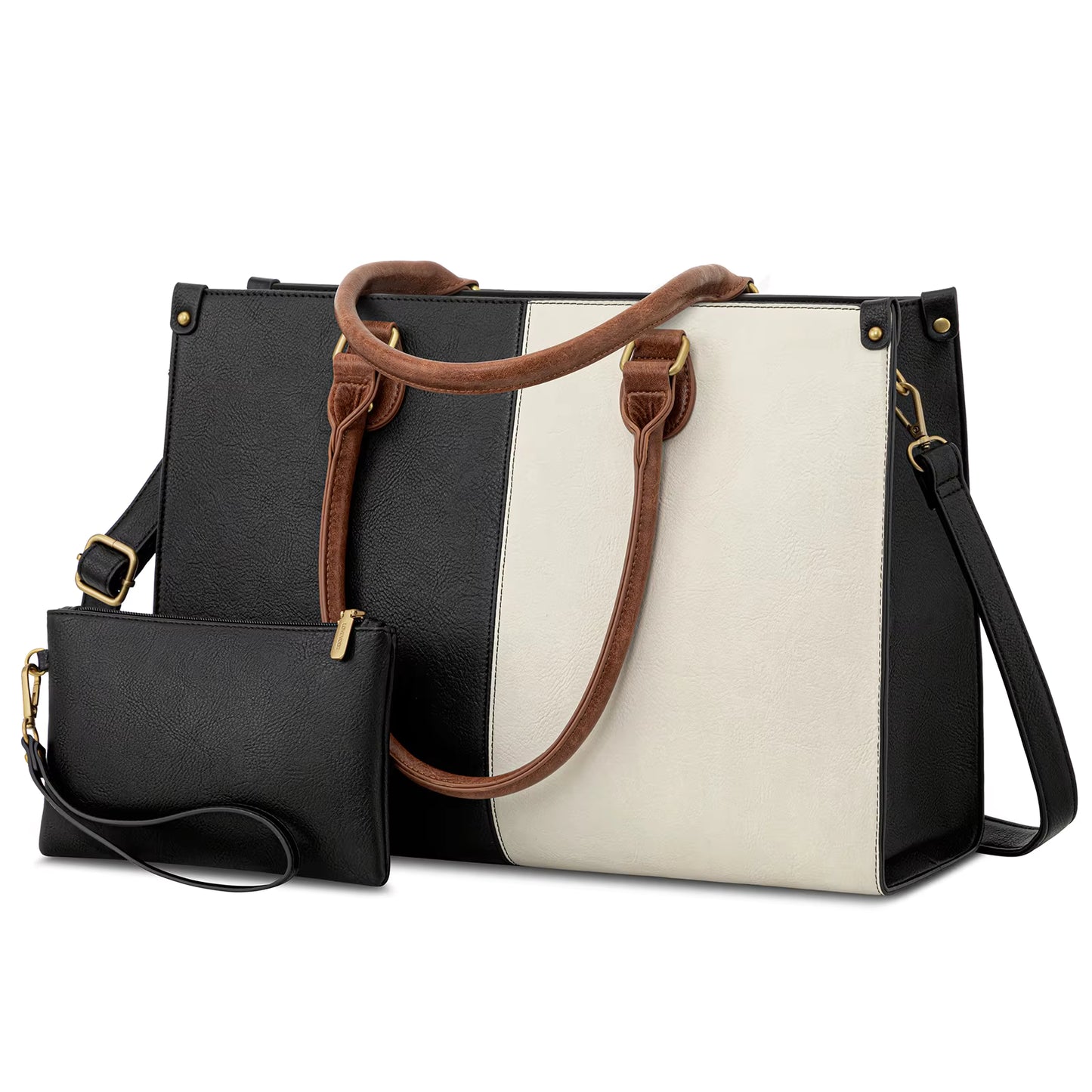 LOVEVOOK Vintage Leather Laptop Tote – 15.6" | Elegance on the Go